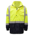 Lime Green Class 3 Premium Rain Coat with Black Bottom